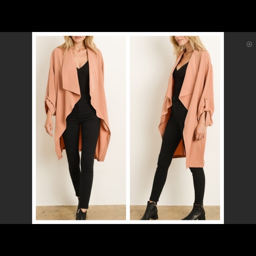 Draped All Season Trench Coat - Red Brown